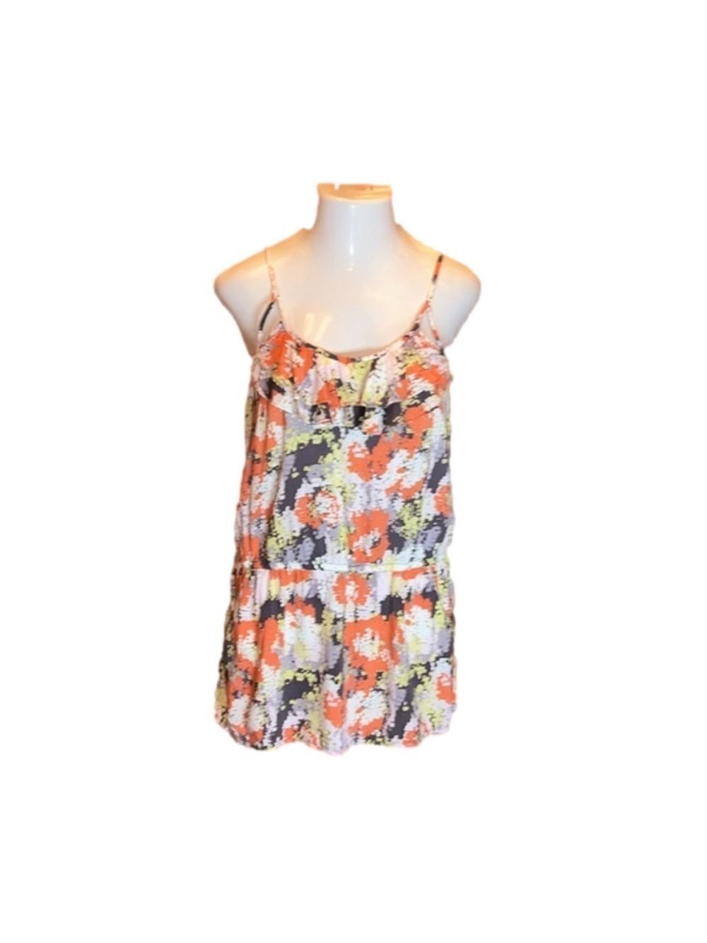 HANG TEN Orange & Gray Print Rayon Sundress with Pockets Size L